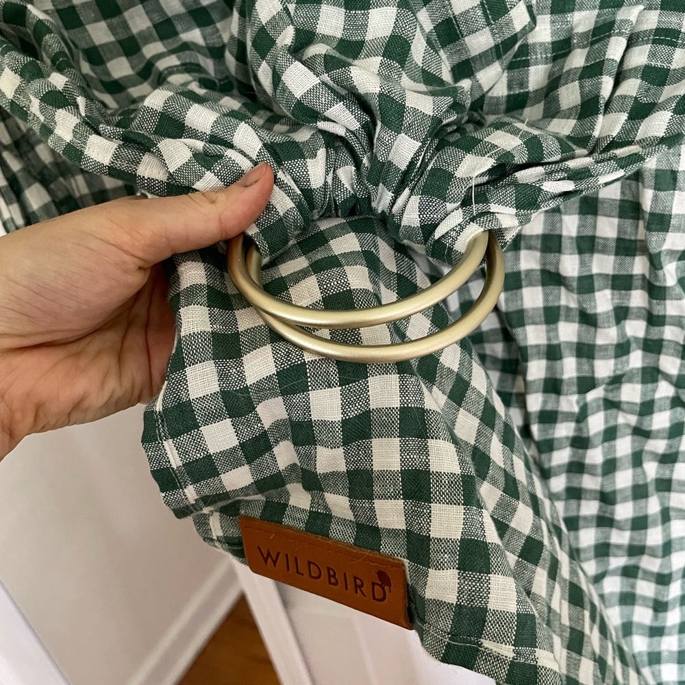 Wildbird Green Buffalo Check Linen Sling